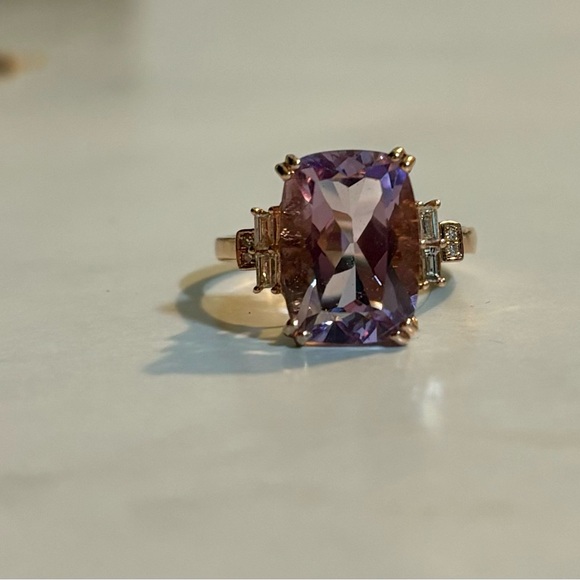 SOLD Effy 6.75ct Pink Amethyst And Diamond Ring $3,750 14kt Rose Gold - Picture 9 of 16